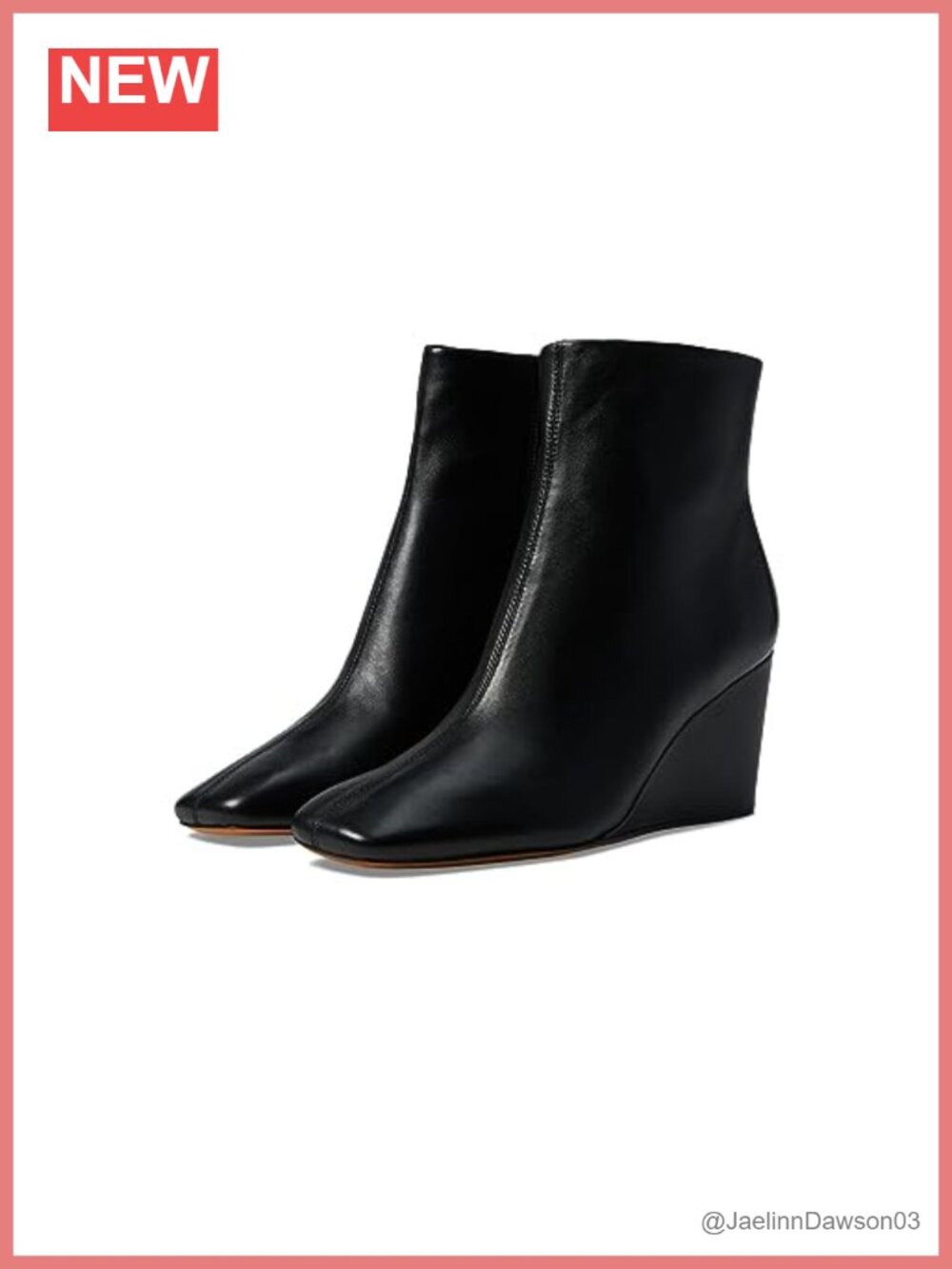 Vince Andy Wedge Ankle Bootie Leather Square Toe Zip